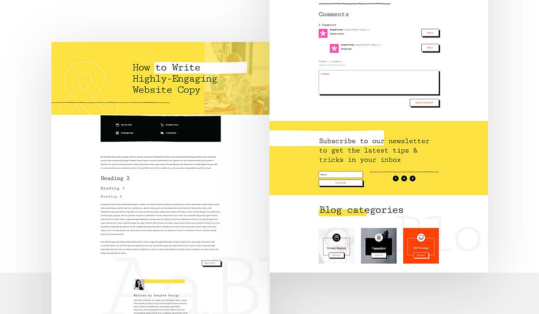 Download a FREE Blog Post Template for Divi’s Freelance Writer Layout Pack