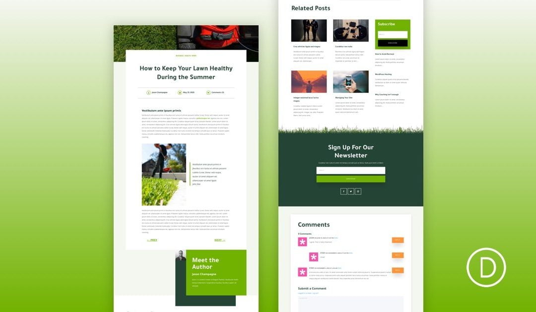 Download a FREE Blog Post Template for Divi’s Landscape Maintenance Layout Pack