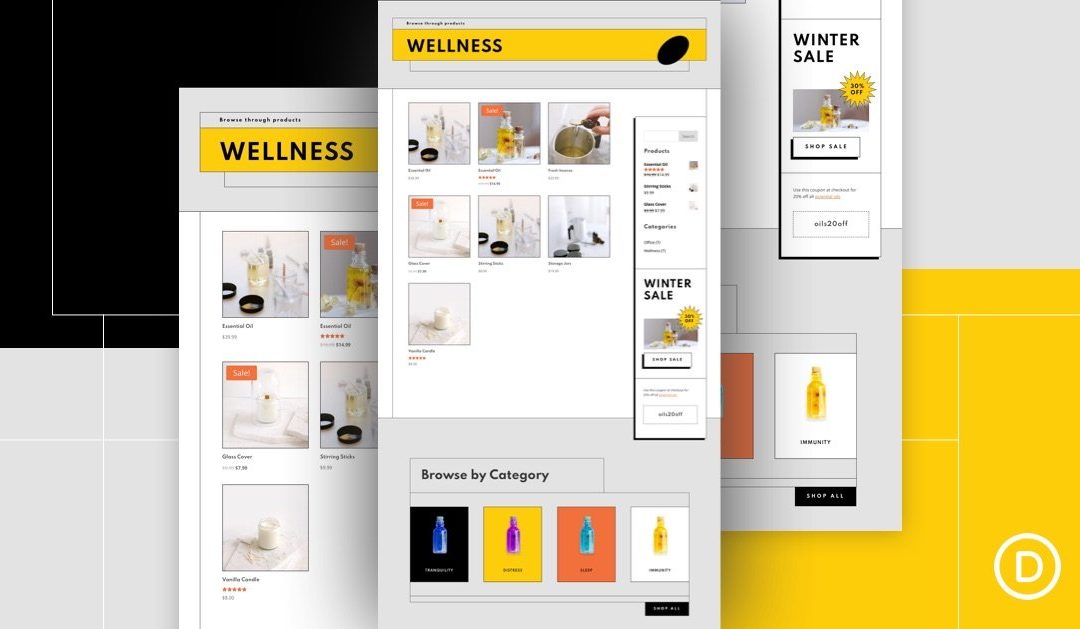 Download a FREE Product Category Page Template for Divi’s Essential Oils Layout Pack