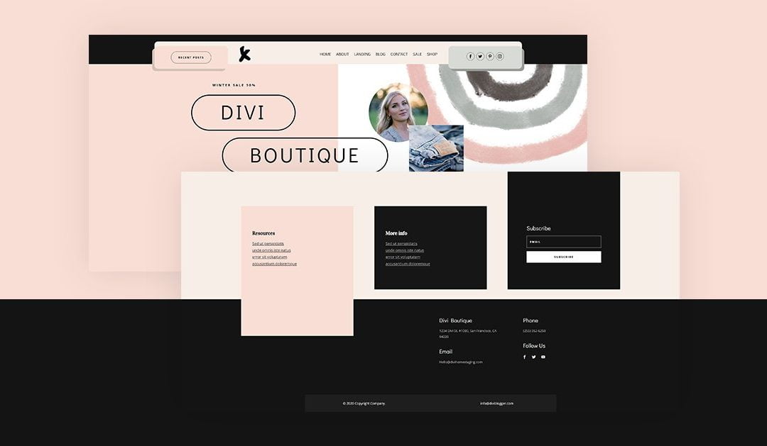 Download a FREE Header & Footer for Divi’s Clothing Store Layout Pack