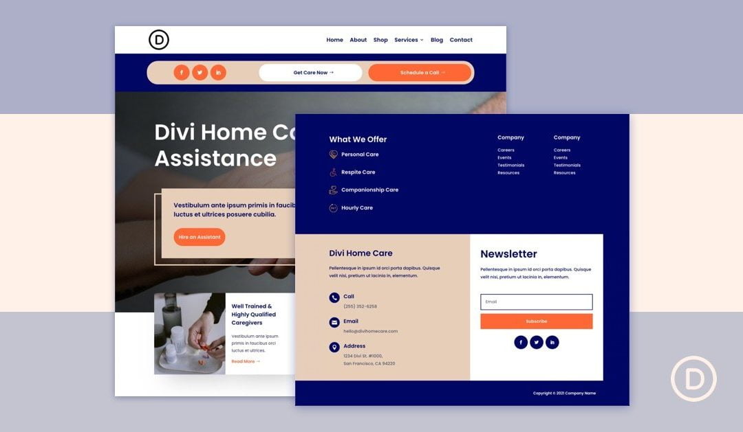 Download a FREE Header and Footer Template for Divi’s Home Care Layout Pack