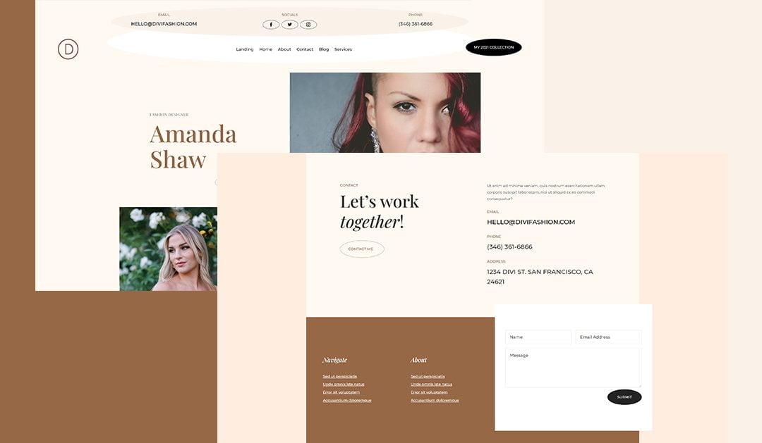 Download a FREE Header & Footer for Divi’s Fashion Designer Layout Pack