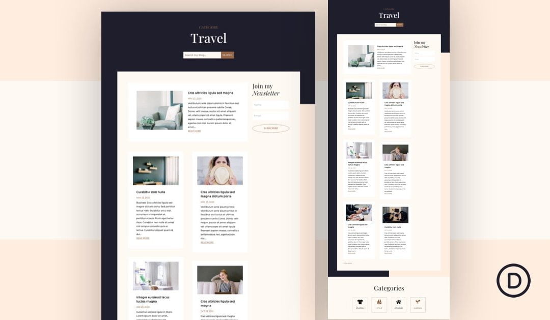 Download a FREE Category Page Template for Divi’s Fashion Designer Layout Pack