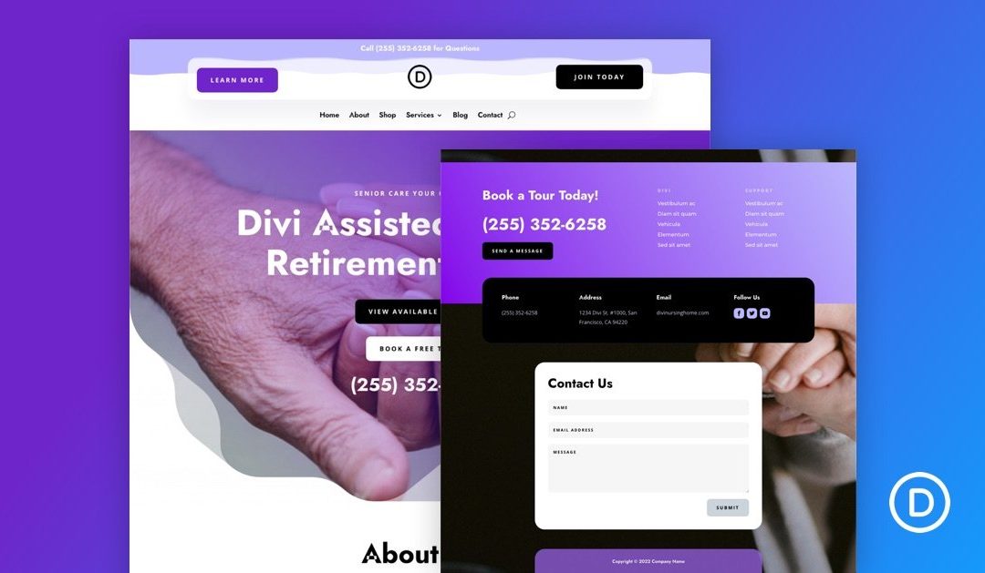 Download a FREE Header and Footer Template for Divi’s Nursing Home Layout Pack