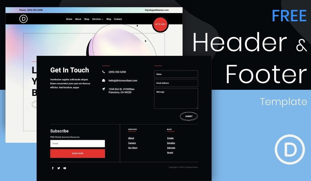 Download a FREE Header and Footer Template for Divi’s Consultant Layout Pack