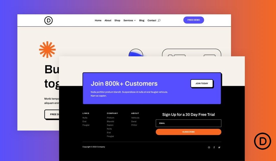 Download a FREE Header and Footer Template for Divi’s Software Layout Pack