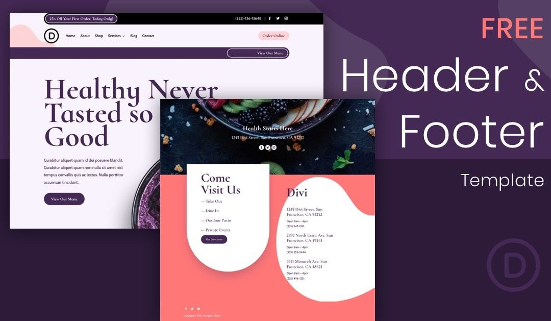 Download a FREE Header and Footer Template for Divi’s Acai Bowl Layout Pack