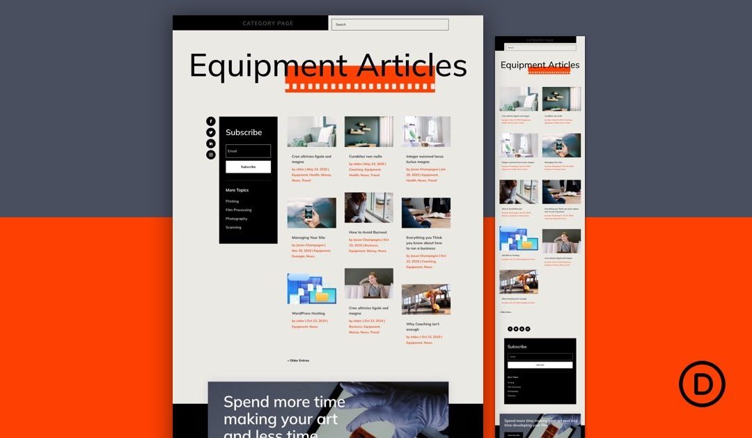 Download a FREE Category Page Template for Divi’s Film Lab Layout Pack