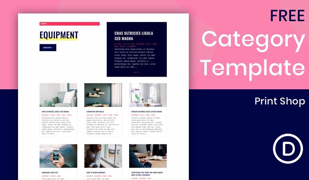 Download a FREE Category Page Template for Divi’s Print Shop Layout Pack