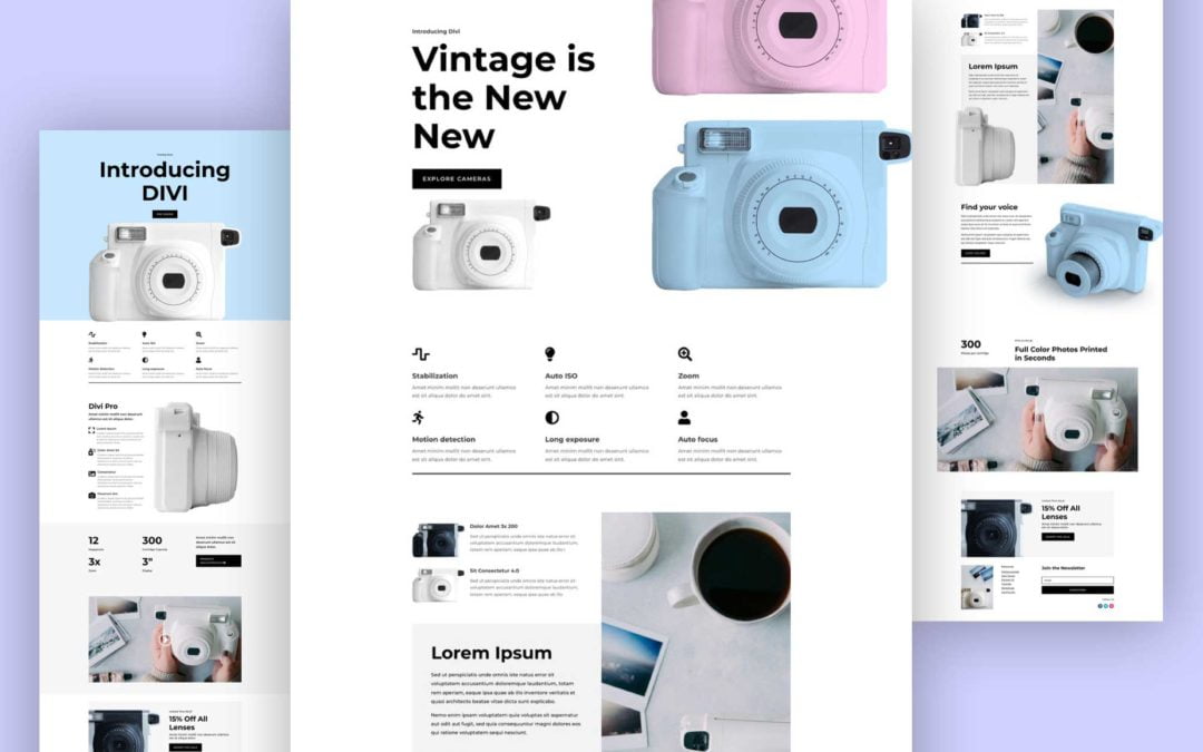 Get a FREE Camera Product Layout Pack for Divi