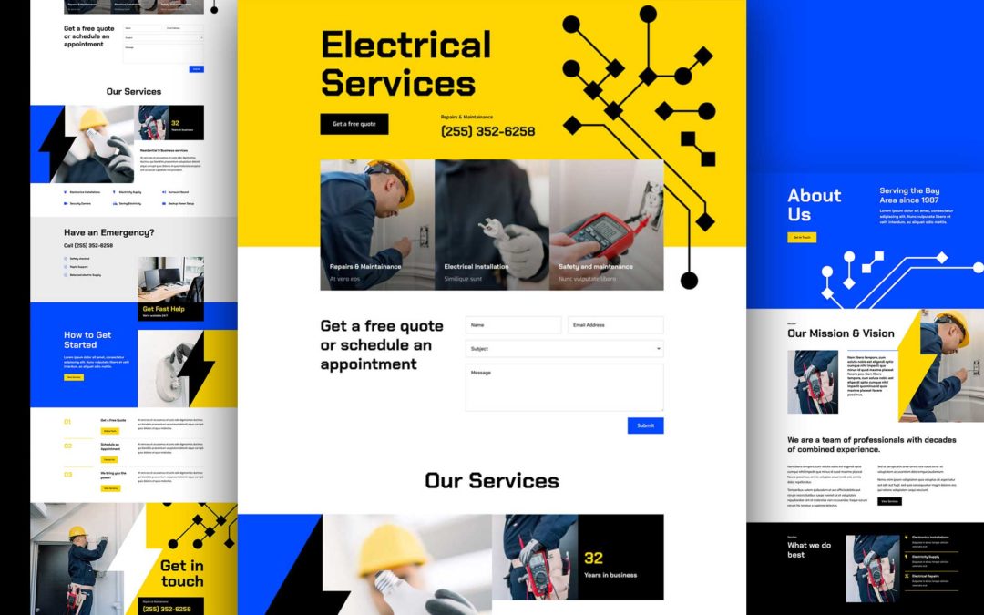 Get a FREE Electrical Services Layout Pack for Divi