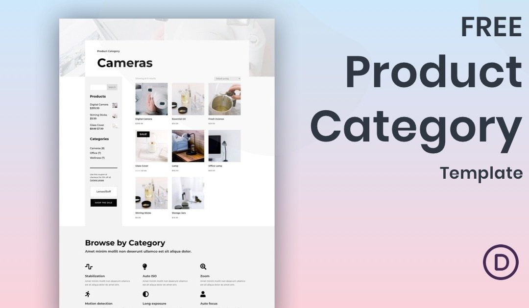 Download a FREE Product Category Template for Divi’s Camera Product Layout Pack