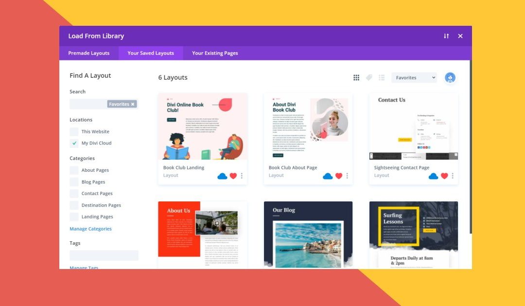 How to Organize Divi Cloud Items Using the Favorites Option
