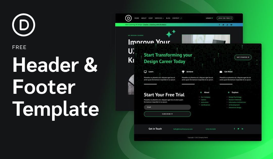 Download a FREE Header and Footer Template for Divi’s Online Course Layout Pack