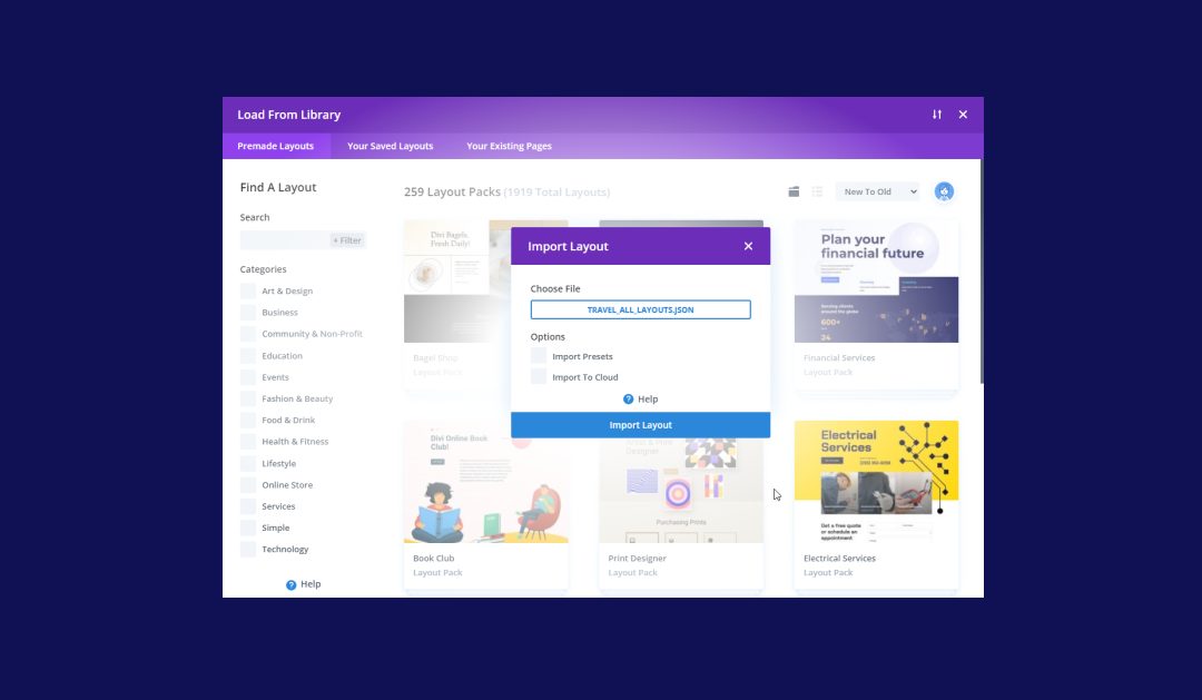How to Import a Layout to Your Divi Cloud