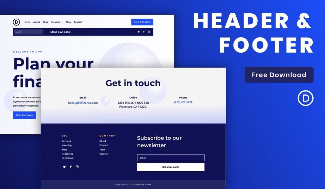 Download a FREE Header & Footer for Divi’s Financial Services Layout Pack