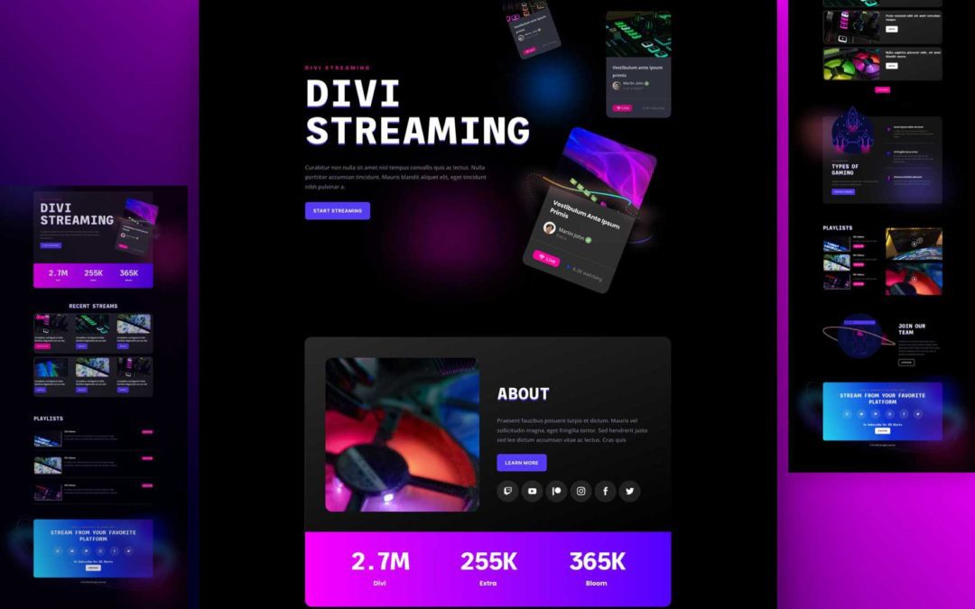 Get a Free Streamer Layout Pack for Divi