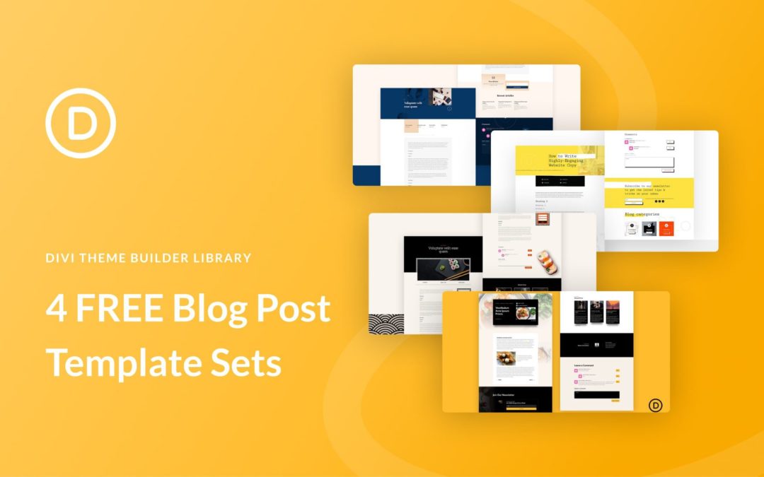 Download 4 FREE Blog Post Template Sets for Divi