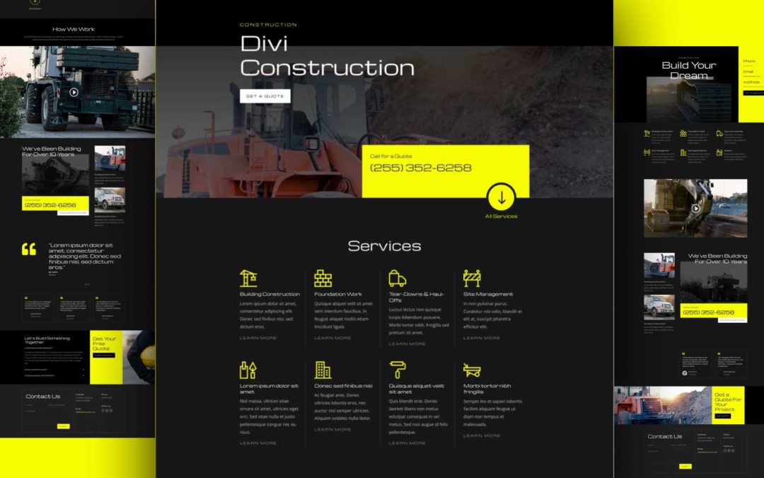 Get a Free Construction Layout Pack for Divi