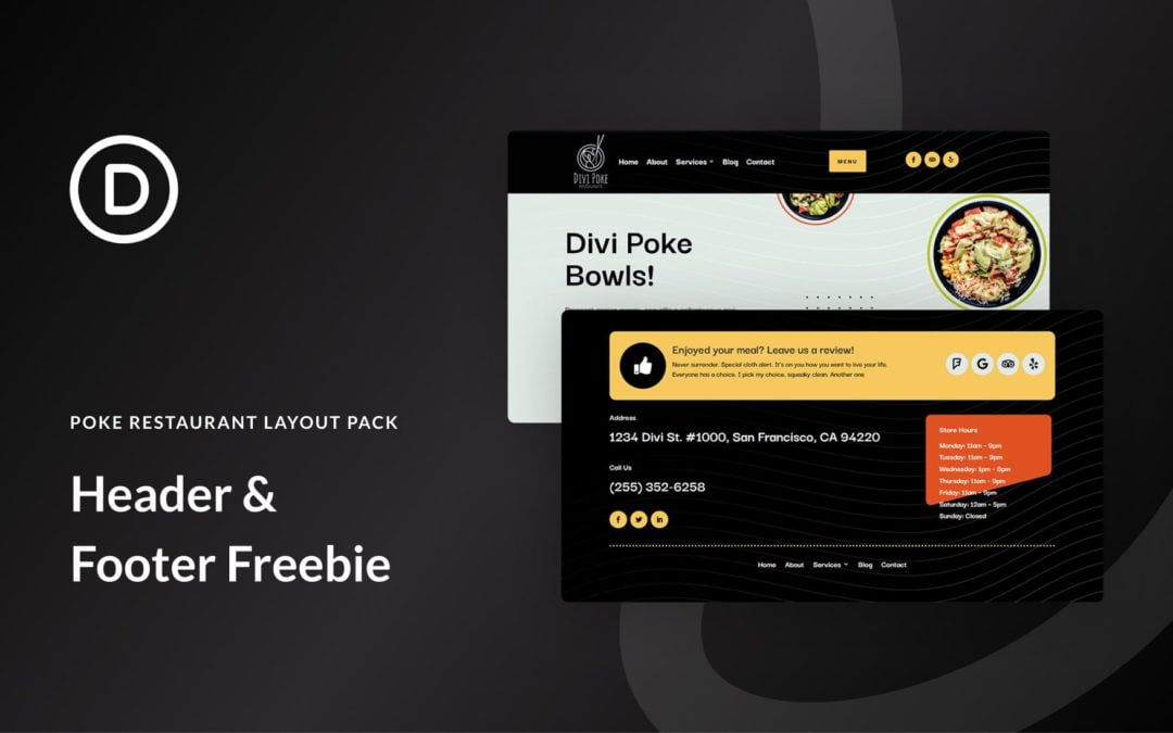 Download a FREE Header & Footer for Divi’s Poke Restaurant Layout Pack