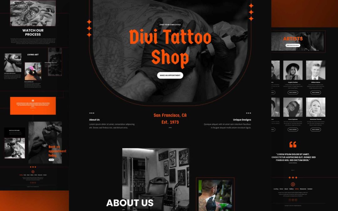 Get a Free Tattoo Shop Layout Pack for Divi