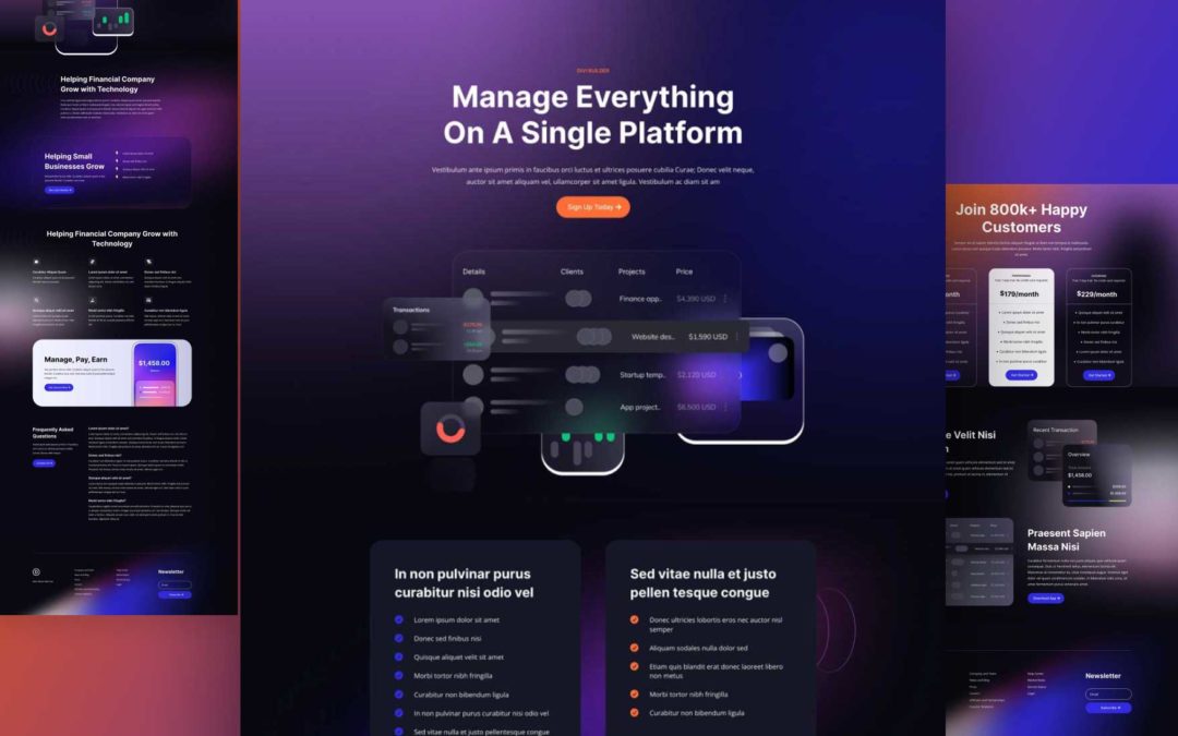 Get a Free Financial Technology Layout Pack for Divi