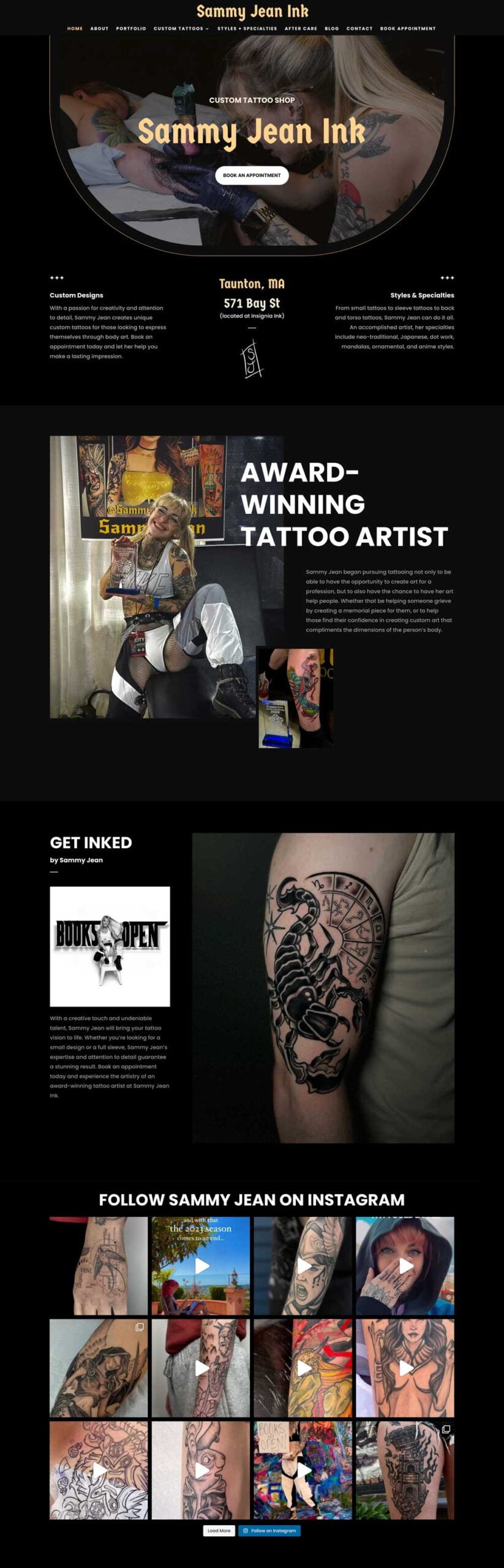 sammy jean ink homepage screenshot