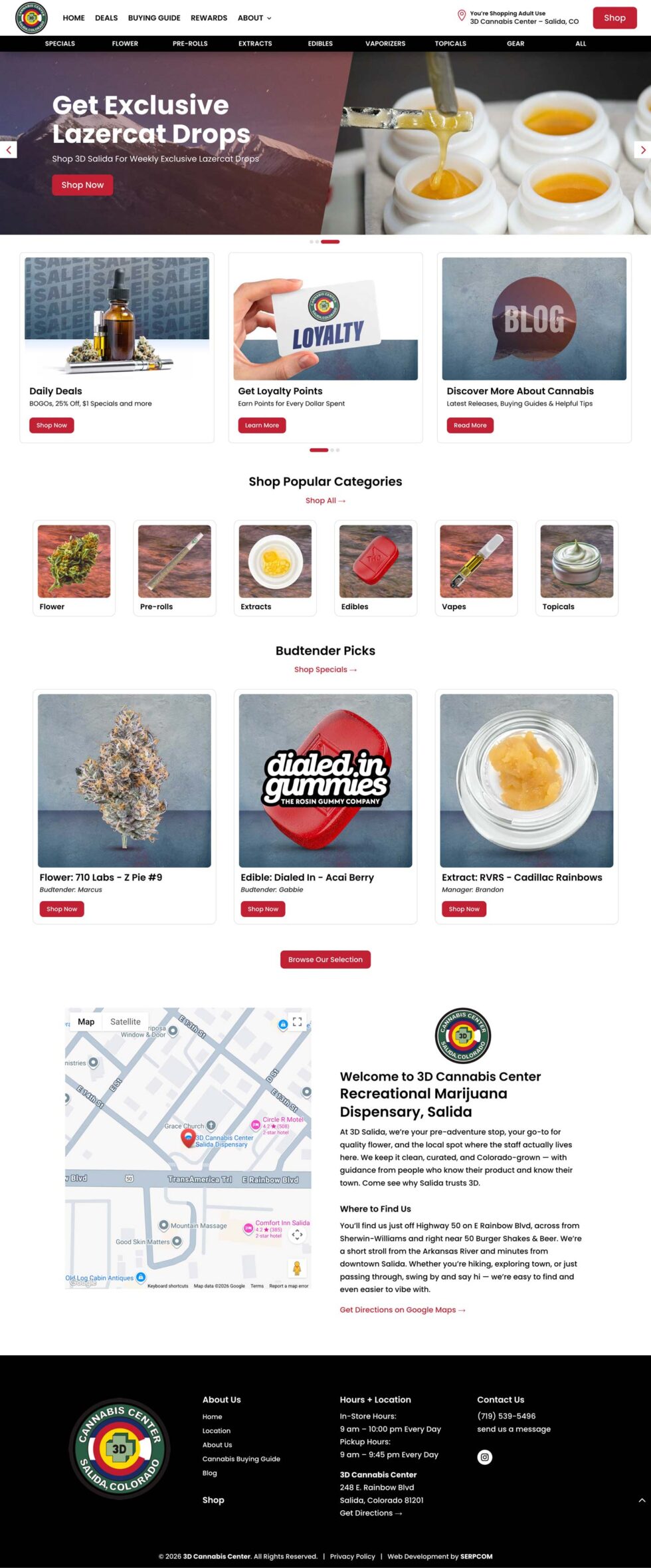 3D Cannabis Center Salida website screenshot